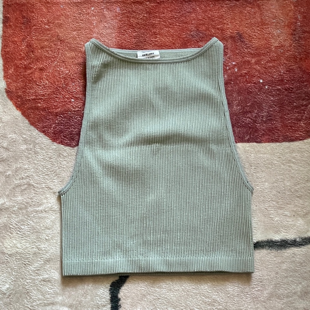 Aritzia Ribbed Tank Top in Soft Green